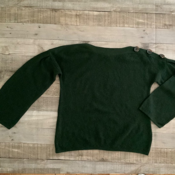 Anthropologie Green Cashmere Blend Sweater with Button Detail - Picture 4 of 10